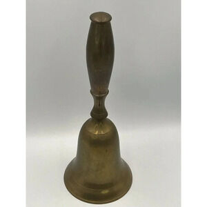 Large Vintage Sarna?Hand Bell School/Dinner/Church Solid Brass 11”Patina